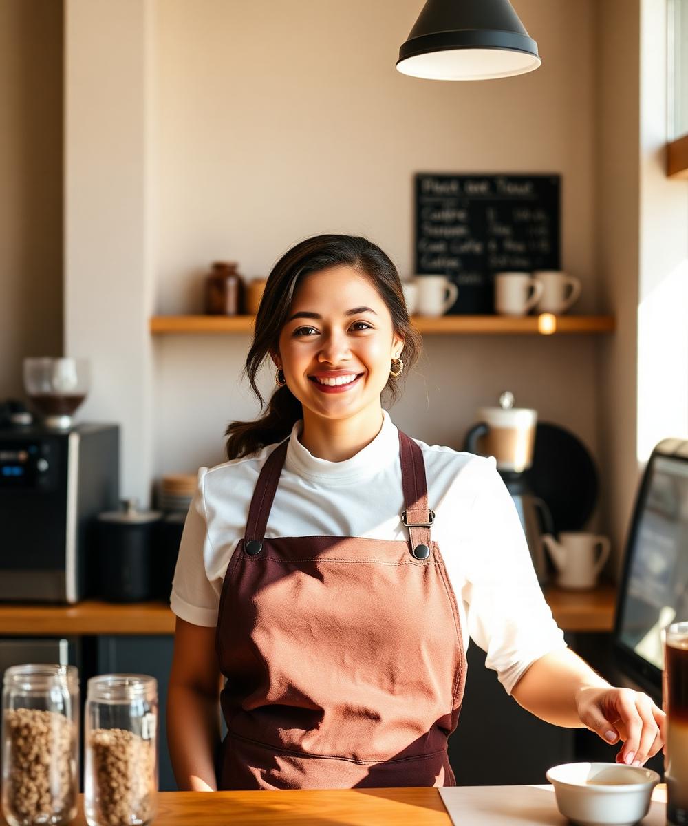 Barista của Milano - Mỹ Kiều mỉm cười sau quầy pha chế