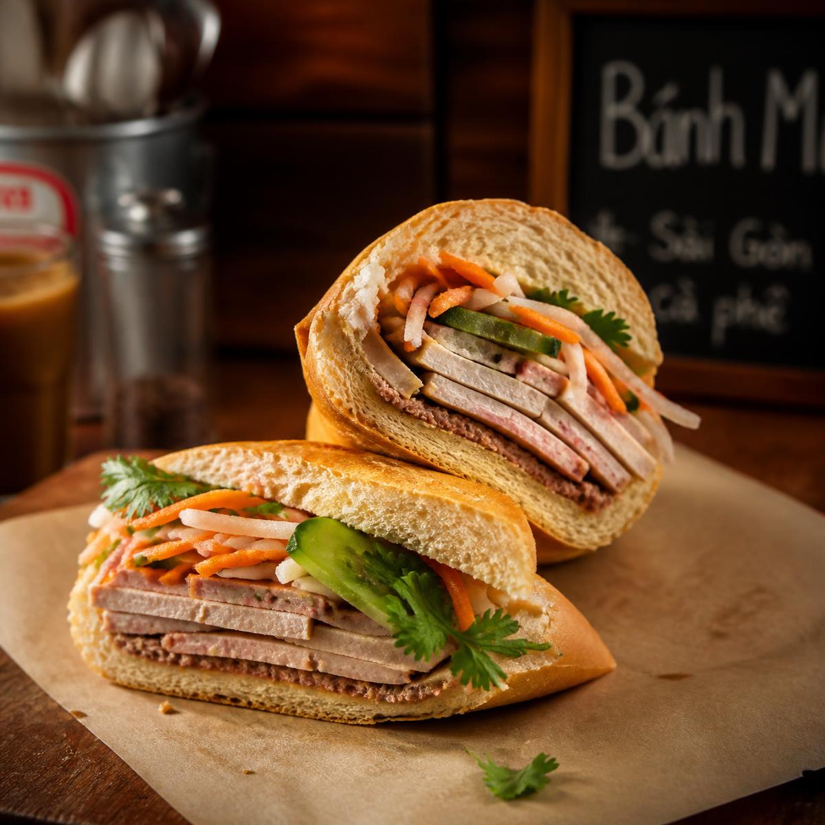 Bánh mì truyền thống chả các loại tại Milano - Mỹ Kiều Coffee Nhà Gỗ